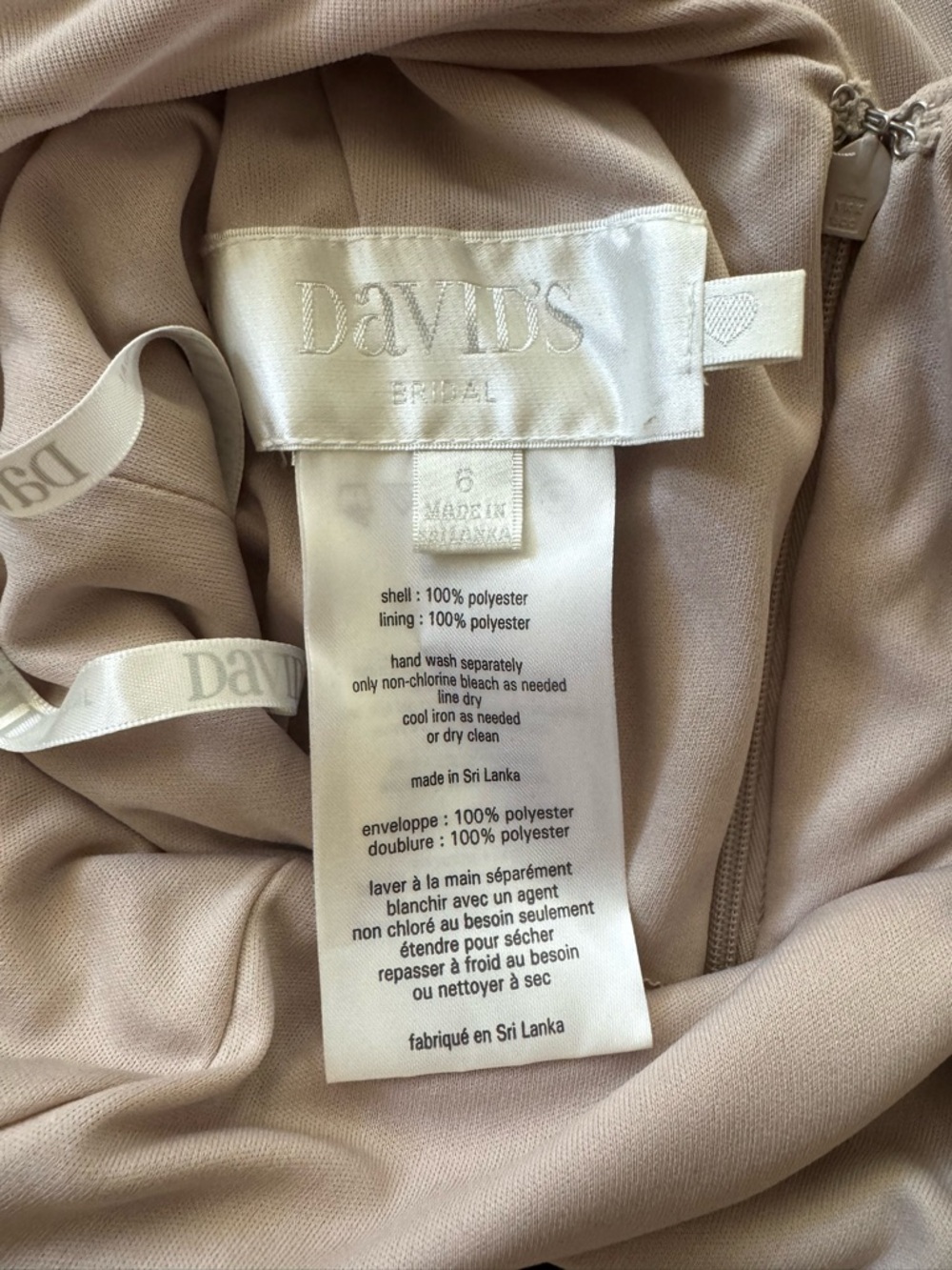 David's Bridal Sleeveless Ruched Maxi Dress in Light Taupe - Picture 5 of 5